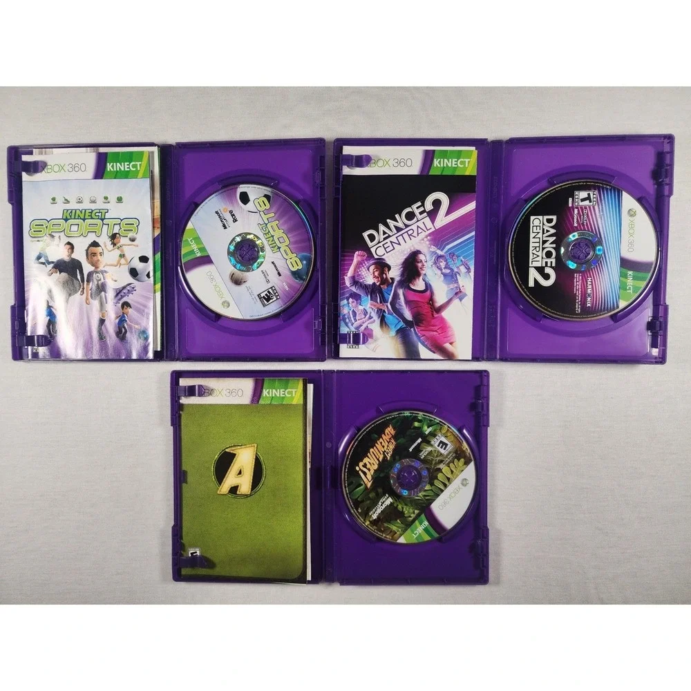 Xbox 360 Kinect Game Bundle Kinect Sports Dance‎ Central 2 Kinect Adventures Lot